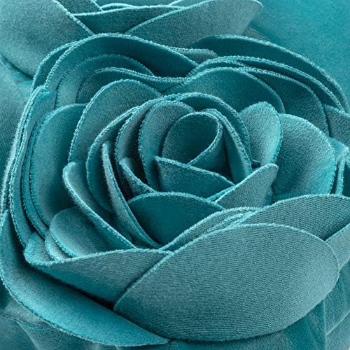 JWH 3D Flower Throw Pillow Cover, Turquoise Blue, 12x20 Inch - Image 4