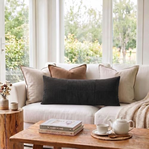 Fancy Homi Set of 1 Black Boho Long Lumbar Body Decorative Throw Pillow Cover - Image 2