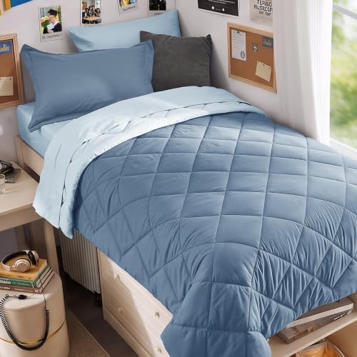 MUXHOMO Twin XL Comforter Set 5 Pieces, Mineral Blue/Light Blue by MUXHOMO