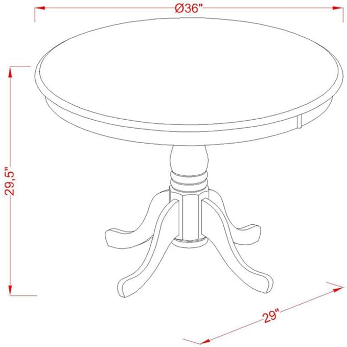 East West Furniture ANGR3-MAH-W 3 Piece Dinette Set for Small Spaces Contains a Round Dining Room Table with Pedestal and 2 Kitchen Dining Chairs, 36x36 Inch, Mahogany