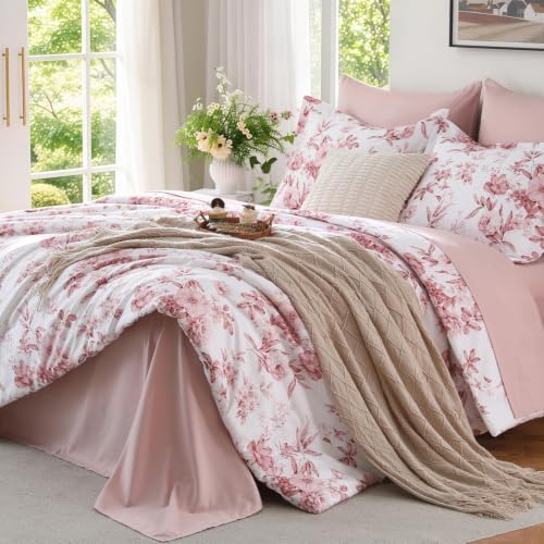 MUXHOMO Full Comforter Set, 7-Piece Floral Bed in a Bag by MUXHOMO