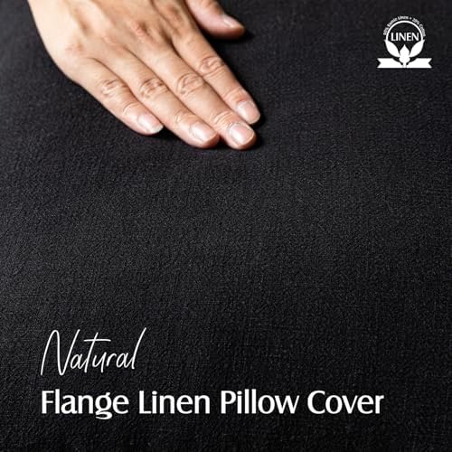 Foindtower Linen Solid Decorative Throw Pillow Covers 26x26 Inch Black - Image 2