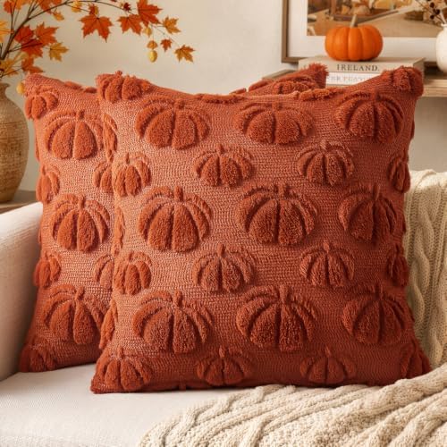 MIULEE Fall Decor Pillow Covers 18x18 Set of 2 Pumpkin Caramel by MIULEE