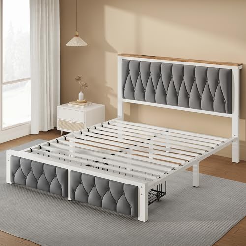 Decofy Queen Bed Frame with 2 Storage Drawers, Upholstered Platform Bed Frame - Image 7