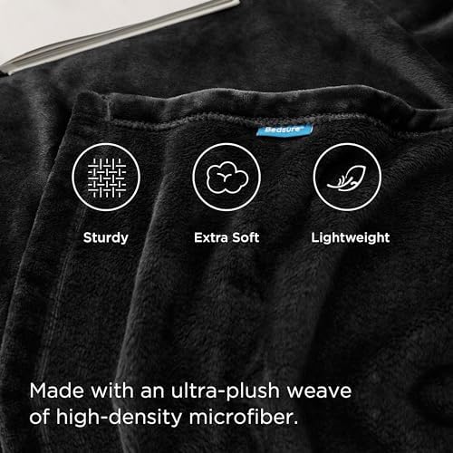 Bedsure Soft Cozy Warm Fleece Large Oversized Bed Blanket Black 120"x120" - Image 4
