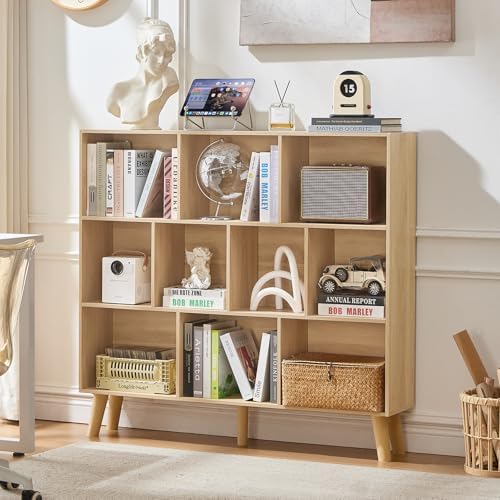 LEYAOYAO 10 Cube Bookshelf, Mid-Century Modern Bookcase - Image 3