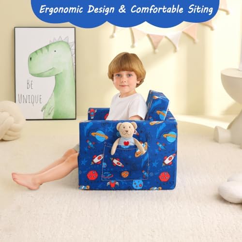 lasoftan Toddler Couch, 2-in-1 Soft Kids Couch Bed Fold Out, Toddler Chairs - Image 5