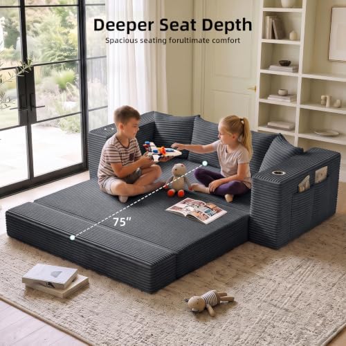 77" Convertible Futon Sofa Bed, Boneless Couch - Image 6