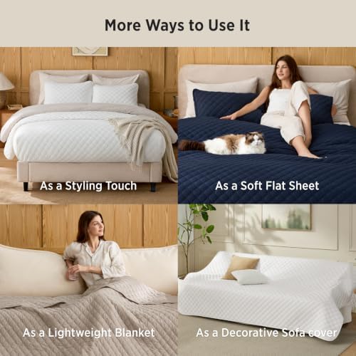 Bedsure Quilts Queen Size, Classic Honeycomb Quilting Comforter Set White - Image 6