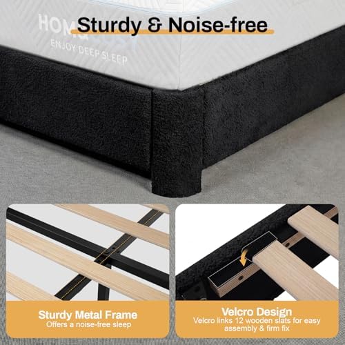 WEUP Queen Size Boucle Bed Frame, Upholstered Cloud Bed Frame - Image 6
