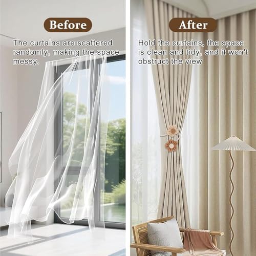 4 Pack Flower Curtain Tiebacks, Rope Curtain Tiebacks Boho Style, Simple - Image 6