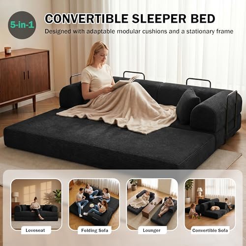 79" Convertible Futon Sofa Bed, Boneless Couch - Image 3