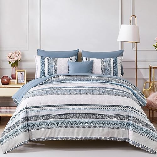 Cottolester Boho Comforter Set Queen Size Light Blue Comforter Set 8 Piece Bed by Cottolester