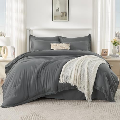 Andency King Comforter Set, 7 Pieces Dark Grey Bedding - Image 6