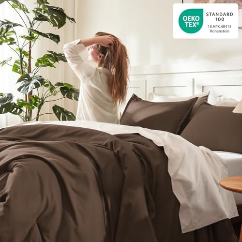 Litanika Brown Comforter Full Size, 3 Pieces Lightweight Solid Bed Set - Image 4