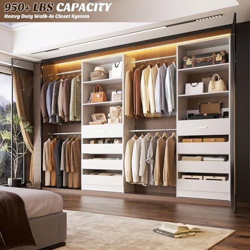 Aheaplus Closet System, 3.4-7FT Wood Closet Organizer - Image 4