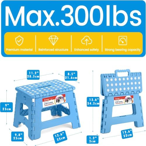 9 Inch Folding Step Stool for Kids and Adults, Holds 300 lb - Image 4