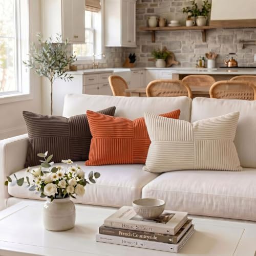 Fancy Homi Burnt Orange Long Lumbar Decorative Throw Pillow Covers 12x24 Inch - Image 2