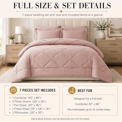 CozyLux Full Comforter Set 82"x86" Dusty Pink - Image 2