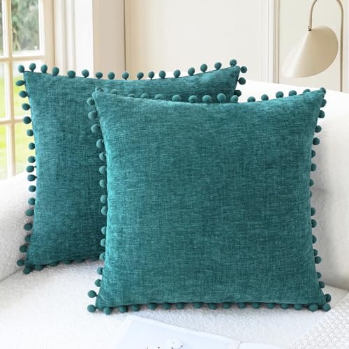 CaliTime Decorative Couch Throw Pillow Covers 16 X 16 Inches Teal by CaliTime