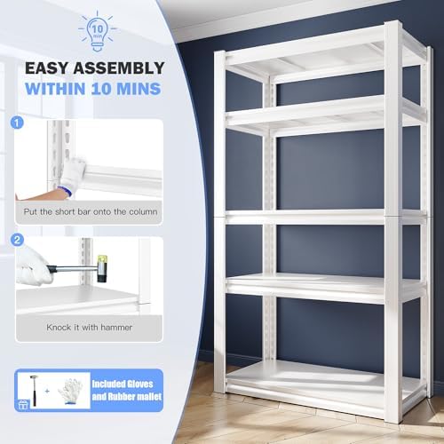 Raybee 72''H Garage Shelving, Storage Shelves 2010LBS, Adjustable 5 Tier Metal - Image 6