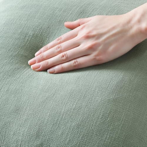 MIULEE Linen Fringe Decorative Euro Throw Pillow Covers Aqua Green 22x22 - Image 2