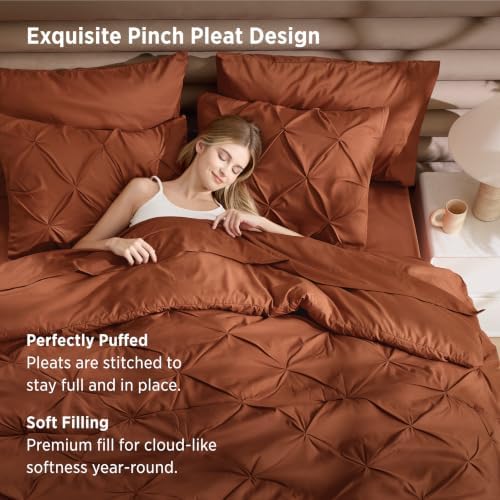 Bedsure Fall Bedding, Burnt Orange California King Comforter Set & Sheets - Image 3