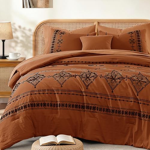 MaiRêve King Size Comforter Set Embroidery Floral 7 Pieces Bed in a Bag - Image 5