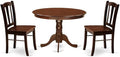 East West Furniture HLDL3-MAH-W 3 Piece Kitchen Table Set for Small Spaces Contains a Round Dining Room Table with Pedestal and 2 Solid Wood Seat Chairs, 42x42 Inch, Mahogany