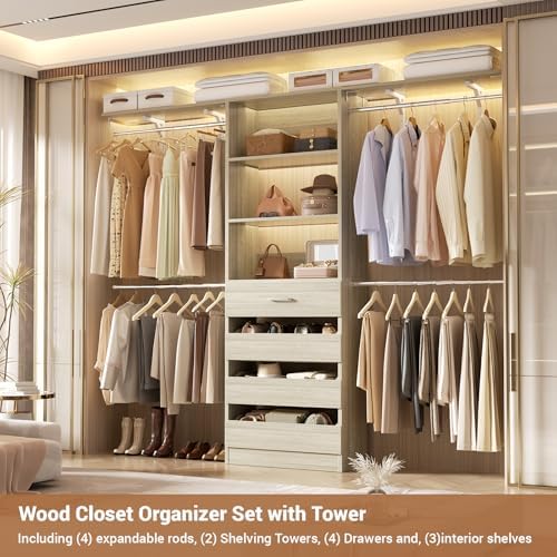 Aheaplus Closet System, 8FT Wood Closet Organizer System - Image 4