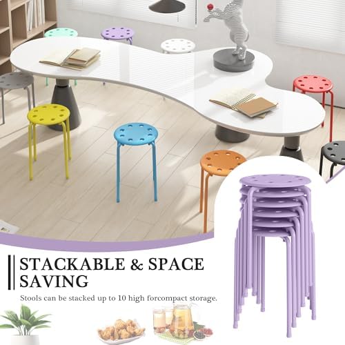 VECELO 6-Piece Stacking Stools for Classroom - Image 4