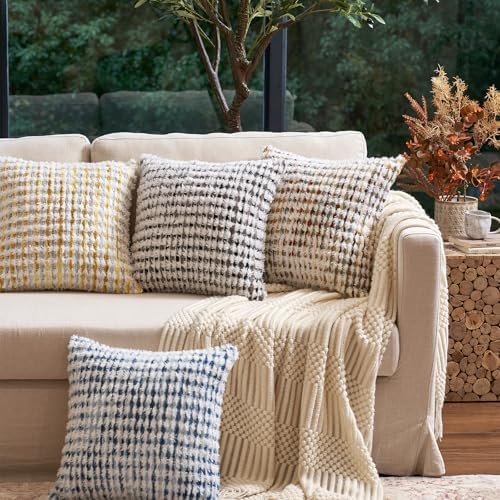 Aeckself Boho Chenille Tufted Pillow Cover 20x20 Inch, Decorative Square Throw - Image 4