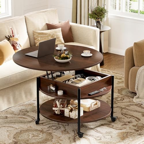 FABATO Small Round Lift Top Coffee Table - Image 2