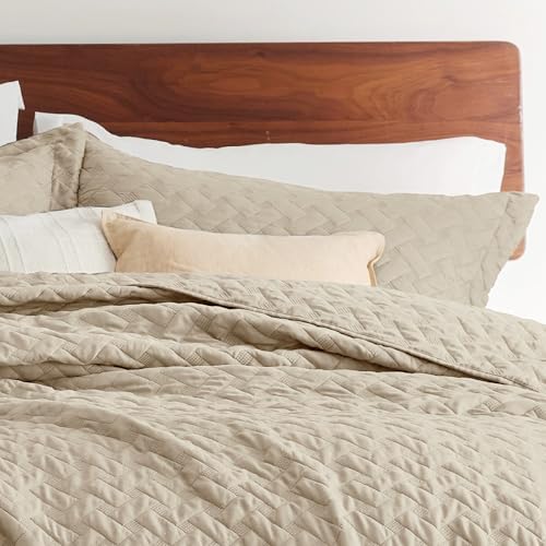 Bedsure Twin Size Quilt, Lightweight Comforter Set, Light Khaki Bedspread - Image 6