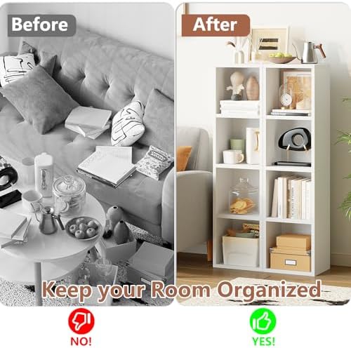 Zenira 4-Tier Bookcase, 4 Cube Storage Organizer, Narrow Bookcase - Image 6