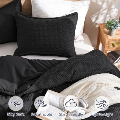 PHF Soft Waffle Comforter Set Queen Size- Comfy Breathable Waffle Weave - Image 4