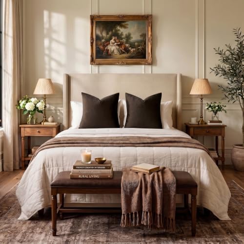 GIGIZAZA Brown Velvet Pillow Covers 20x20 Decorative Pillows Pack of 2 - Image 6