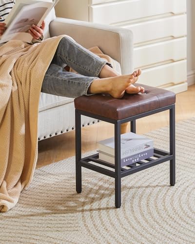 IBUYKE Rectangular Makeup Stool, PU Seat Vanity Chair, Dark Brown WBD017Z - Image 5