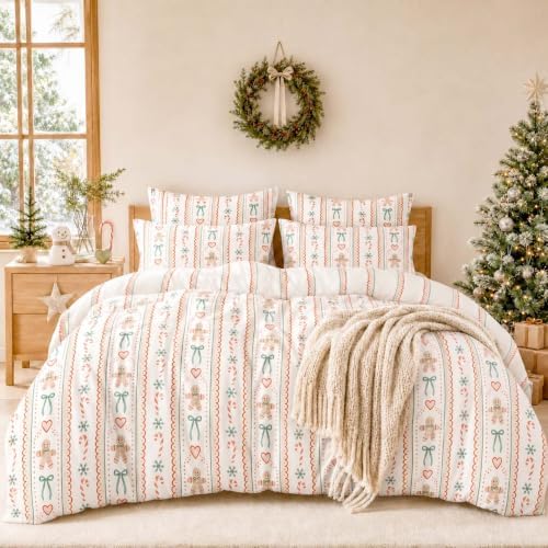Nayoroom Christmas Comforter Set Queen Gingerbread Bow Holiday Bedding by Nayoroom