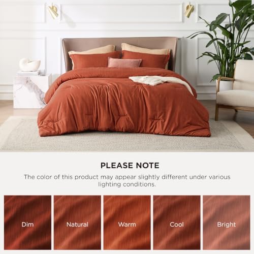 Bedsure Orange Queen Comforter Set, Soft Cationic Dyed Bedding Set 3 Pcs - Image 6