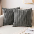 MIULEE Decorative Throw Pillow Covers 16x16 Dark Grey Textured Corduroy by MIULEE