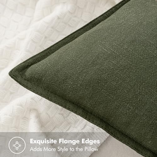 MIULEE Decorative Linen Euro Sham Pillow Covers 22x22 Inch Dark Olive Green - Image 2