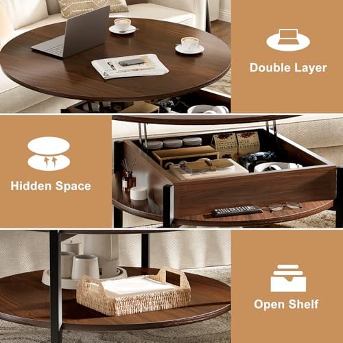 FABATO Small Round Lift Top Coffee Table - Image 6