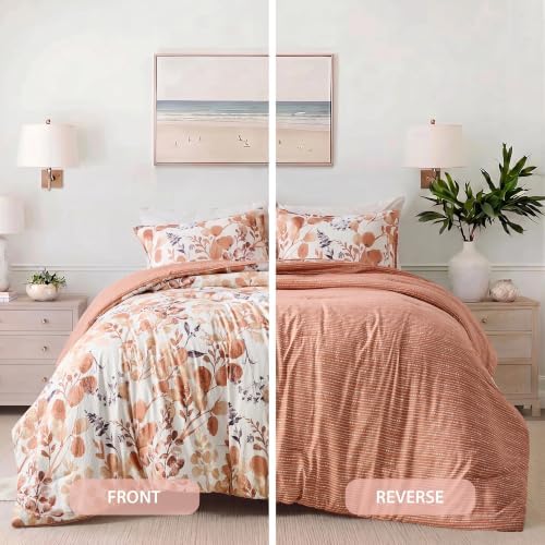 Lightweight Seersucker Botanical Comforter Set Twin Size, 2 Pieces Reversible - Image 4