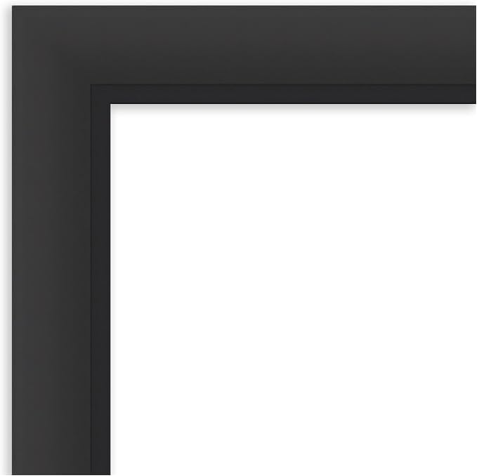Amanti Art Black Bathroom Mirror for Over Sink, 36x46 Sloped Black Rectangle Vanity Mirror, X-Large Modern Contemporary Frame, Hangs Horizonally and Vertically, Bathroom Wall Decor, Beveled Edge