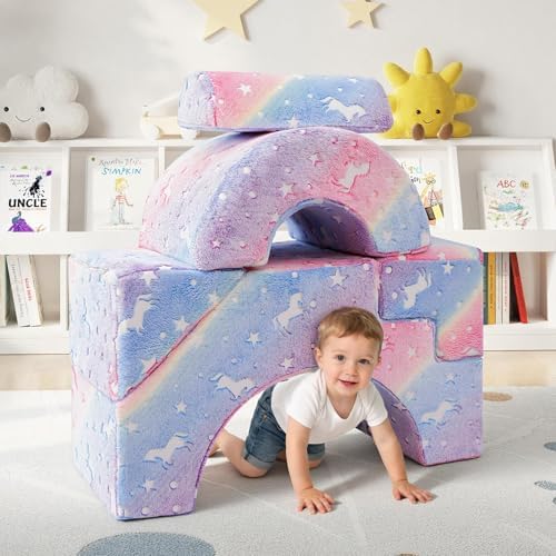 MeMoreCool Unicorn Rainbow Kids Couch, Modular Glow Sofa - Image 2
