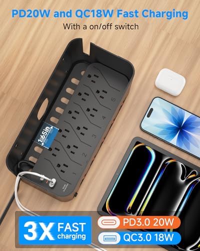 Power Strip with Cable Management Box, Large Cable Organizer Box - Image 6