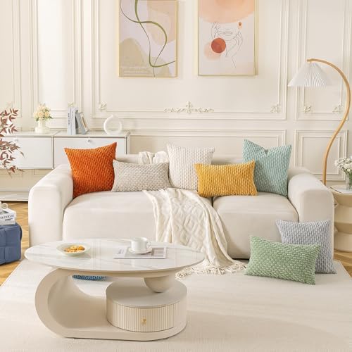 Set of 4 Neutral Decorative Throw Pillow Covers 12x20 Inch Corduroy Pillow - Image 7