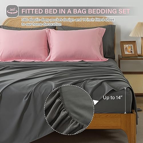 7pcs Reversible Comforter Set King Down Alternative Bedding Sets - Image 6