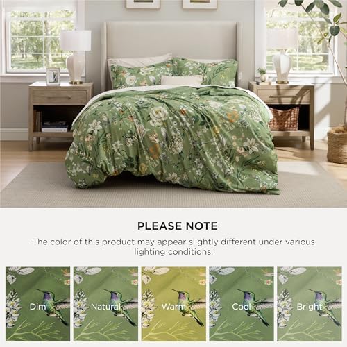 Bedsure Olive Green Floral King Size Comforter, Soft Fall Bedding 3 Pcs - Image 6